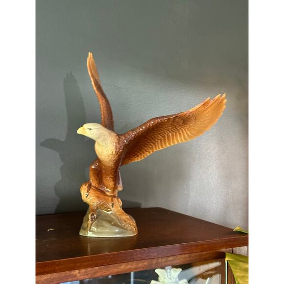 Eagle Bird Statue 1973 Signed Holland Mold Brown Vintage Figure Large Art Decor - Picture 1 of 9